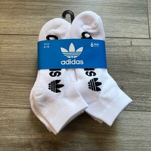6 Pair Adidas Men Sport-style Low Cut Socks White Large Sock Shoe size 6-12